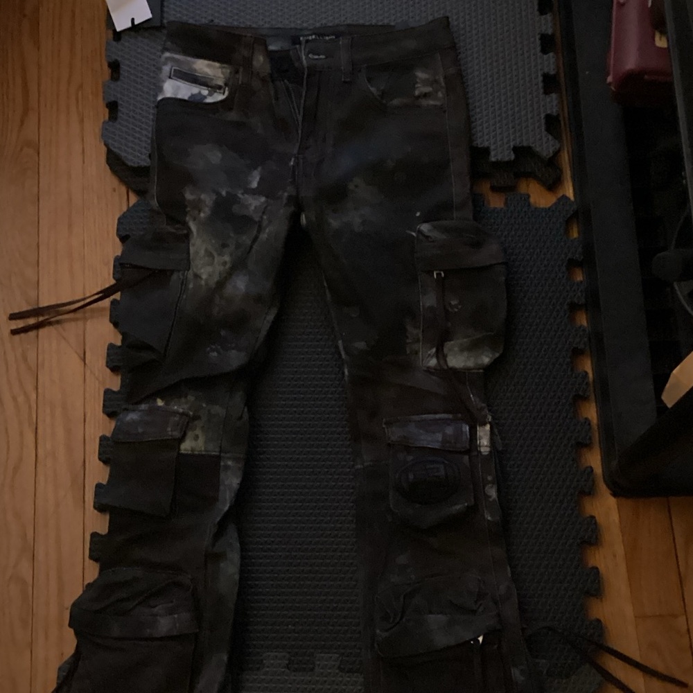 Embellish Men's Slim Fit Camouflage Jeans in dark acid